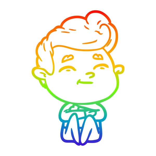 Regenbogen Gradienten Linie Zeichnung glücklich Cartoon Mann — Stockvektor
