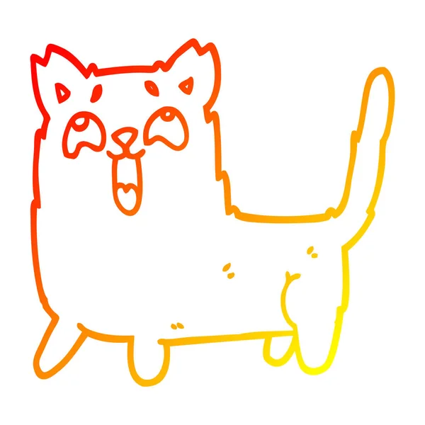 Тепла градієнтна лінія малювання мультяшний смішний кіт — стоковий вектор