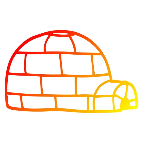 Linha de gradiente quente desenho de desenho animado iglu de gelo —  Vetores de Stock