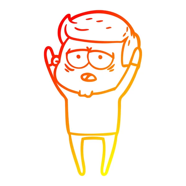 Sıcak degrade çizgi çizim karikatür yorgun adam — Stok Vektör