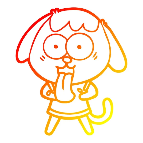 Warme Gradientenlinie Zeichnung niedlicher Cartoon Hund — Stockvektor