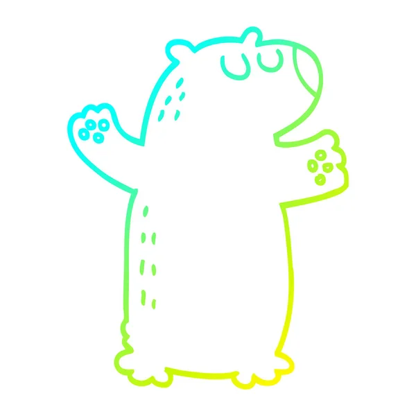 Línea de gradiente frío dibujo dibujos animados oso polar — Vector de stock