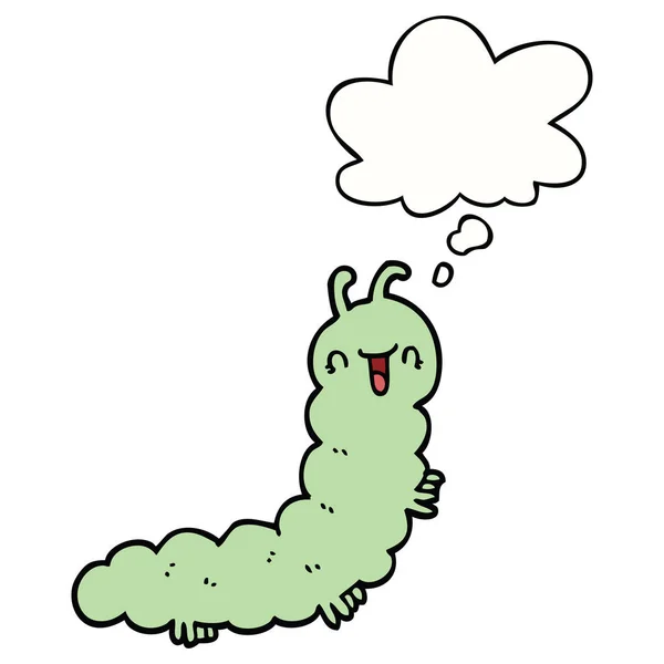 Cartoon Caterpillar en gedachte Bubble — Stockvector