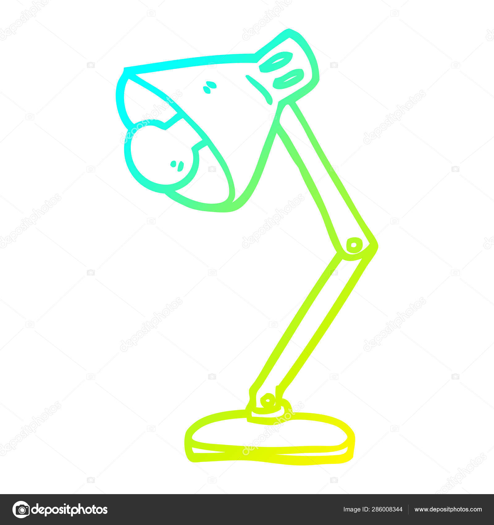 Linha De Gradiente Frio Desenho Cartoon Lampada De Mesa Angular Vetores De Stock C Lineartestpilot 286008344