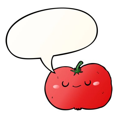 düz degrade tarzında karikatür elma ve konuşma balonu