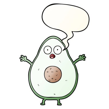 karikatür avokado ve konuşma balonu pürüzsüz degrade tarzında