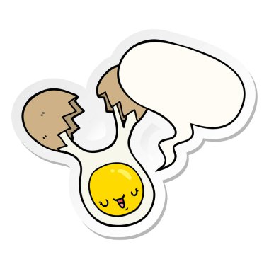 karikatür yumurta ve konuşma kabarcık etiket kırık