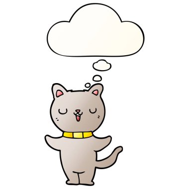 çizgi film kedi ve pürüzsüz degrade tarzında düşünce balonu