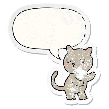 karikatür kedi ve konuşma balonu sıkıntılı etiket