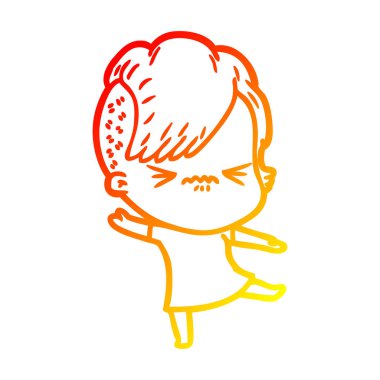 sıcak degrade çizgi çizim karikatür rahatsız hipster kız