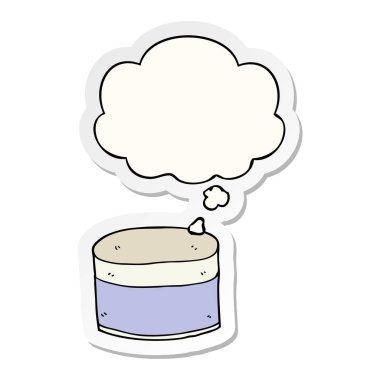 karikatür pot ve baskılı bir etiket olarak kabarcık düşünce