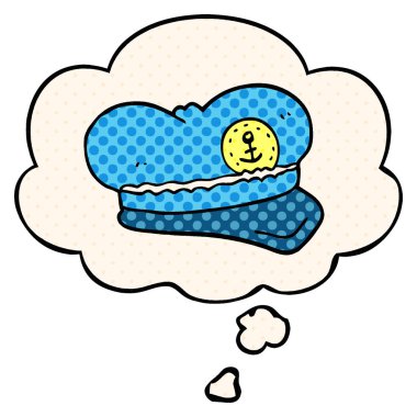 çizgi film denizci şapka ve çizgi roman tarzında kabarcık düşünce