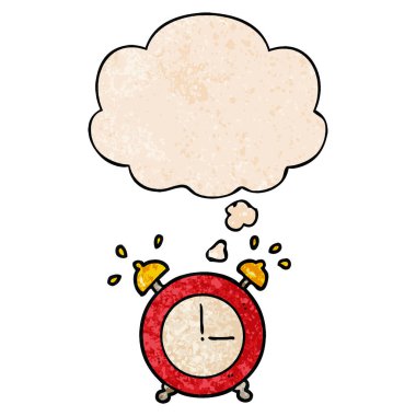 grunge doku desen tarzında çalar saat ve düşünce balonu