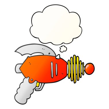 karikatür ışın silah ve pürüzsüz degrade tarzında kabarcık düşünce