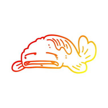 sıcak degrade çizgi çizim karikatür üzgün eski balık