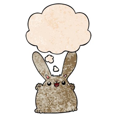 karikatür tavşan ve grunge doku desen stil düşünce balonu