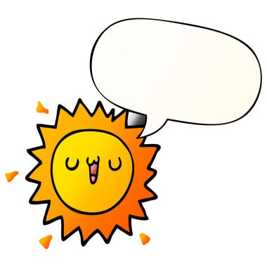 düzgün degrade tarzında karikatür güneş ve konuşma balonu