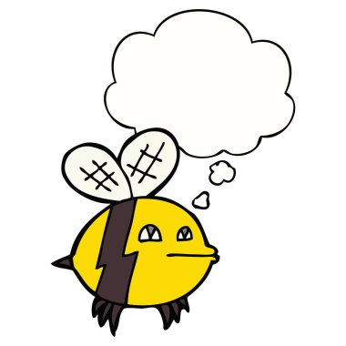 karikatür arı ve düşünce balonu