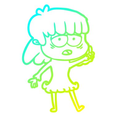 soğuk degrade çizgi çizim karikatür yorgun kadın