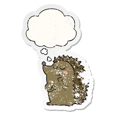 sevimli karikatür kirpi ve sıkıntılı yıpranmış st olarak kabarcık düşünce