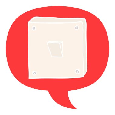 retro tarzında karikatür ışık anahtarı ve konuşma balonu