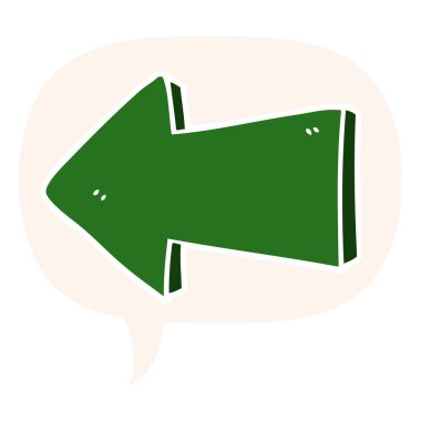 retro tarzında karikatür işaret ok ve konuşma balonu