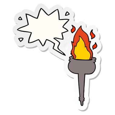 karikatür yanan kadeh ve konuşma kabarcık etiket