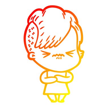 sıcak degrade çizgi çizim karikatür rahatsız hipster kız