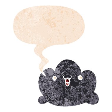 retro dokulu tarzda karikatür bulut ve konuşma balonu