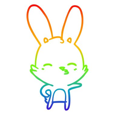 gökkuşağı gradyan çizgi çizim meraklı tavşan karikatür