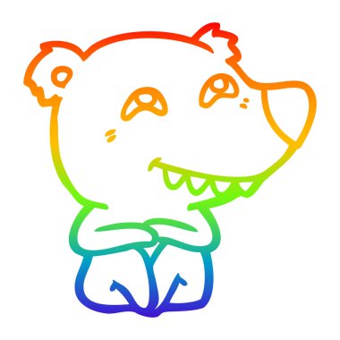 gökkuşağı gradyan çizgi çizim karikatür kutup ayısı dişleri gösteren