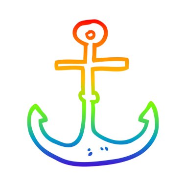 gökkuşağı gradyan çizgi çizim karikatür gemi çapa