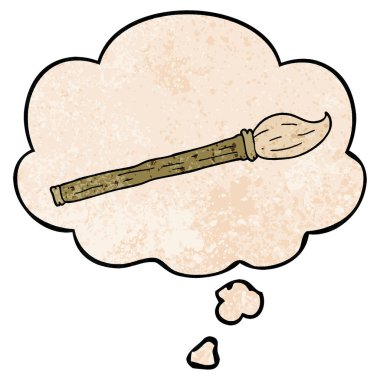 karikatür boya fırçası ve grunge doku desen düşünce kabarcığı