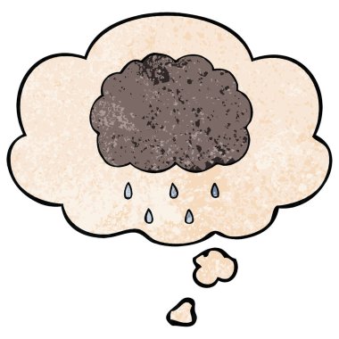 karikatür bulut yağmur ve grunge doku patte düşünce balonu