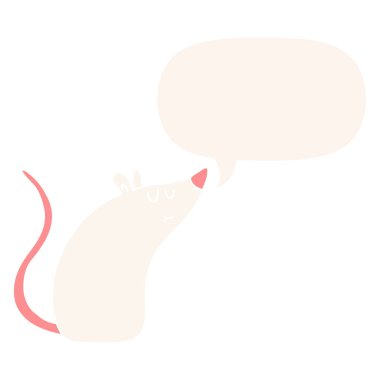 retro tarzı karikatür beyaz fare ve konuşma balonu