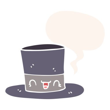 retro tarzıkarikatür üst şapka ve konuşma balonu