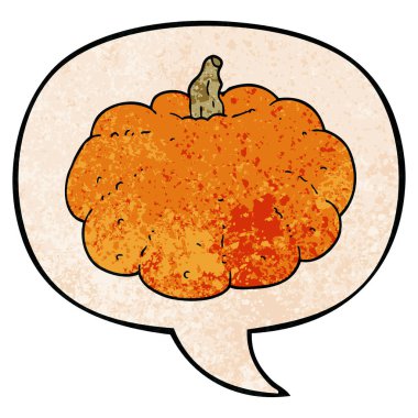 retro doku tarzında karikatür kabak ve konuşma balonu