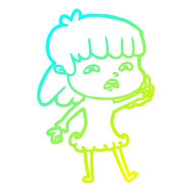 soğuk degrade çizgi çizim karikatür endişeli kadın