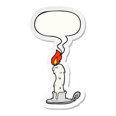 karikatür ürkütücü eski mum ve konuşma kabarcık etiket