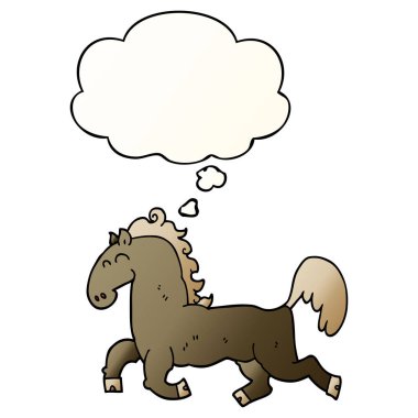 karikatür aygır ve pürüzsüz degrade tarzında düşünce balonu