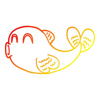 sıcak degrade çizgi çizim karikatür balık