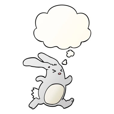 çizgi film tavşan ve pürüzsüz degrade tarzında düşünce balonu