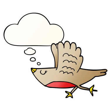 çizgi film kuş ve pürüzsüz degrade tarzında düşünce balonu