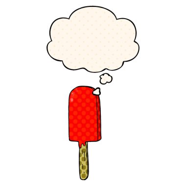 çizgi roman tarzında karikatür lolipop ve düşünce balonu