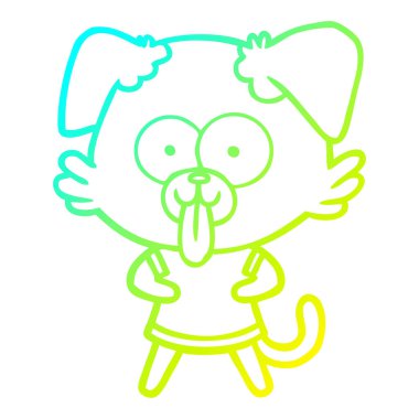 dil dışarı yapışmasını ile soğuk degrade çizgi çizim karikatür köpek