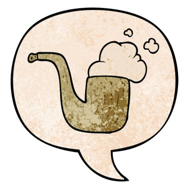 retro doku stilil karikatür eski sigara boru ve konuşma balonu