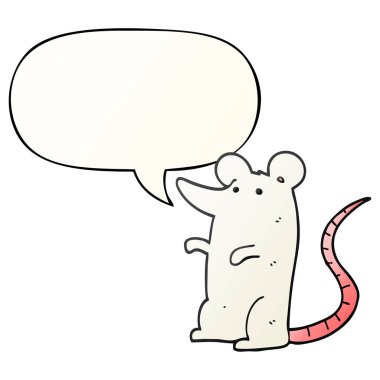 düzgün degrade tarzında karikatür sıçan ve konuşma balonu