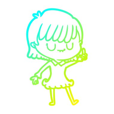 soğuk degrade çizgi çizim karikatür kadın