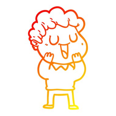 sıcak degrade çizgi çizim gülen karikatür adam