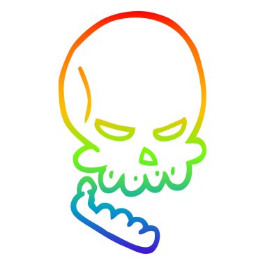 gökkuşağı gradyan çizgi çizim karikatür halloween kafatası